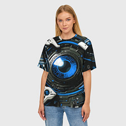 Футболка оверсайз женская Синяя сфера киберпанк, цвет: 3D-принт — фото 2