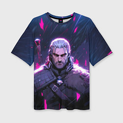 Футболка оверсайз женская Geralt - neon rain, цвет: 3D-принт