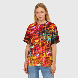 Футболка оверсайз женская Неоновый хаос, цвет: 3D-принт — фото 2