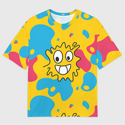 Футболка оверсайз женская Абстрактный узор с забавной желтой кляксой, цвет: 3D-принт