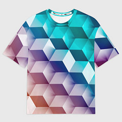Футболка оверсайз женская Объёмные разноцветные градиентные кубы, цвет: 3D-принт