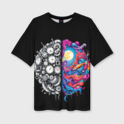 Футболка оверсайз женская Правое и левое полушарие, цвет: 3D-принт