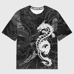 Футболка оверсайз женская Белый трайбл дракон, цвет: 3D-принт