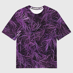 Футболка оверсайз женская Фиолетовая трава на чёрном фоне, цвет: 3D-принт