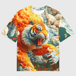 Футболка оверсайз женская Сказочный облачный тигр - нейроарт фантазия, цвет: 3D-принт
