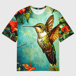 Футболка оверсайз женская Колибри в природе, цвет: 3D-принт