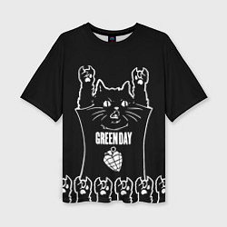 Футболка оверсайз женская Green Day: cat rock, цвет: 3D-принт