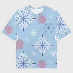 Футболка оверсайз женская Снежинки Эльзы, цвет: 3D-принт