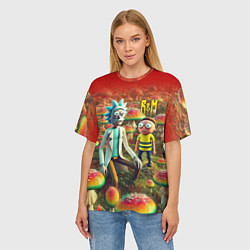 Футболка оверсайз женская Рик и Морти заблудились в мухоморном поле, цвет: 3D-принт — фото 2