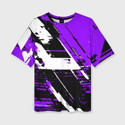 Футболка оверсайз женская Diagonal black and white stripes on a purple backg, цвет: 3D-принт