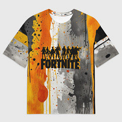 Футболка оверсайз женская Фортнайт на фоне разлитых красок, цвет: 3D-принт
