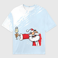 Футболка оверсайз женская Дед мороз с шампанским, цвет: 3D-принт