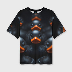 Футболка оверсайз женская Уточки с оранжевым клювом, цвет: 3D-принт