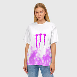 Футболка оверсайз женская Monster energy neon flame, цвет: 3D-принт — фото 2