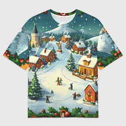 Футболка оверсайз женская Каникулы нового года, цвет: 3D-принт