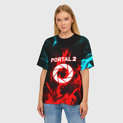Футболка оверсайз женская Portal flame steel game, цвет: 3D-принт — фото 2