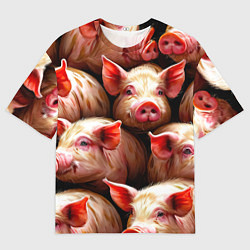 Женская футболка оверсайз Поросята