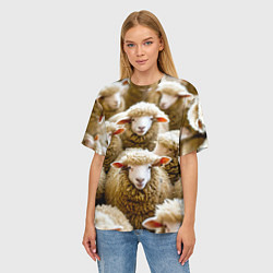 Футболка оверсайз женская Стадо овец, цвет: 3D-принт — фото 2