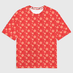 Футболка оверсайз женская Кораллово-красный геометричный паттерн, цвет: 3D-принт