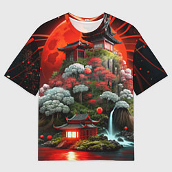 Футболка оверсайз женская Японская гора природа, цвет: 3D-принт
