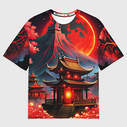 Футболка оверсайз женская Japan red nature, цвет: 3D-принт