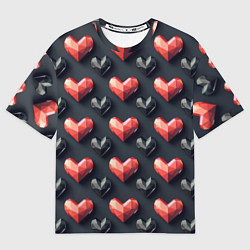 Футболка оверсайз женская Геометрические сердечки, цвет: 3D-принт