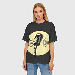 Футболка оверсайз женская Микрофон на черном фоне, цвет: 3D-принт — фото 2