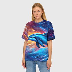 Футболка оверсайз женская Дельфин в космосе, цвет: 3D-принт — фото 2