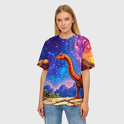Футболка оверсайз женская Диплодок звездной ночью, цвет: 3D-принт — фото 2