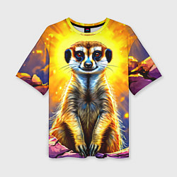 Футболка оверсайз женская Сурикат в яркиз лучах солнца, цвет: 3D-принт