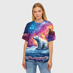 Футболка оверсайз женская Белый медведь и звездное небо, цвет: 3D-принт — фото 2