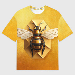 Футболка оверсайз женская Пчела на золоте, цвет: 3D-принт