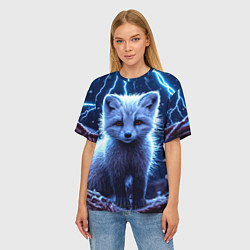 Футболка оверсайз женская Песец в разрядах молний, цвет: 3D-принт — фото 2