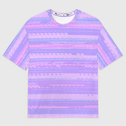Женская футболка оверсайз Нежный сиреневый полосатый