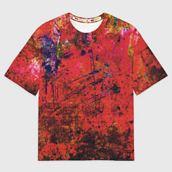Женская футболка оверсайз Абстракция - dark red grunge