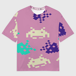 Женская футболка оверсайз Пиксели фильтр