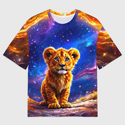 Футболка оверсайз женская Львенок в звездную ночь, цвет: 3D-принт