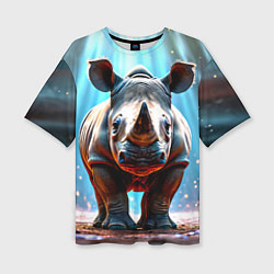 Футболка оверсайз женская Носорог в лучах, цвет: 3D-принт