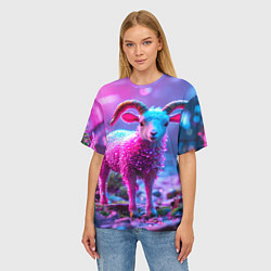 Футболка оверсайз женская Козлик в розовом, цвет: 3D-принт — фото 2