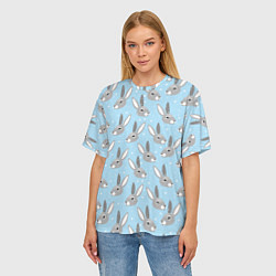 Футболка оверсайз женская Заяц со снежинками, цвет: 3D-принт — фото 2