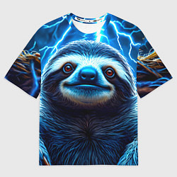 Футболка оверсайз женская Ленивец в разрядах молний, цвет: 3D-принт