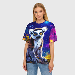 Футболка оверсайз женская Лемур и звездная ночь, цвет: 3D-принт — фото 2