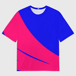 Женская футболка оверсайз Сочный синий с розовым двуцветный