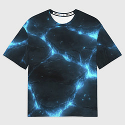 Женская футболка оверсайз Синий свет из черной плиты
