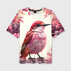 Футболка оверсайз женская Кукушка в розовых цветах, цвет: 3D-принт
