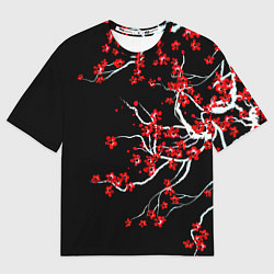 Женская футболка оверсайз Сакура цветущая