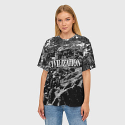 Футболка оверсайз женская Civilization - global strategy, цвет: 3D-принт — фото 2