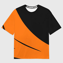 Женская футболка оверсайз Чёрно-оранжевый двуцветный