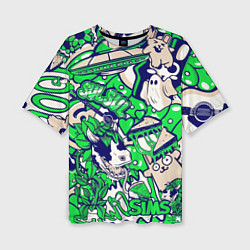 Футболка оверсайз женская The Sims стикеры, цвет: 3D-принт