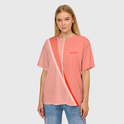 Футболка оверсайз женская Sport персиковый с полосой, цвет: 3D-принт — фото 2